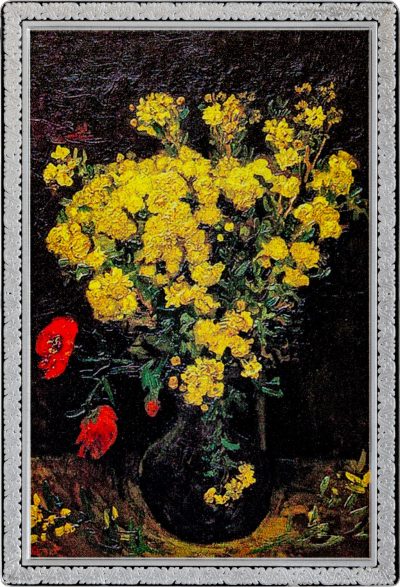 Ghana - 2026 - 5 Cedis - Poppy Flowers by Van Gogh (Catch Me If You Canvas Stolen Art series) 1oz silver