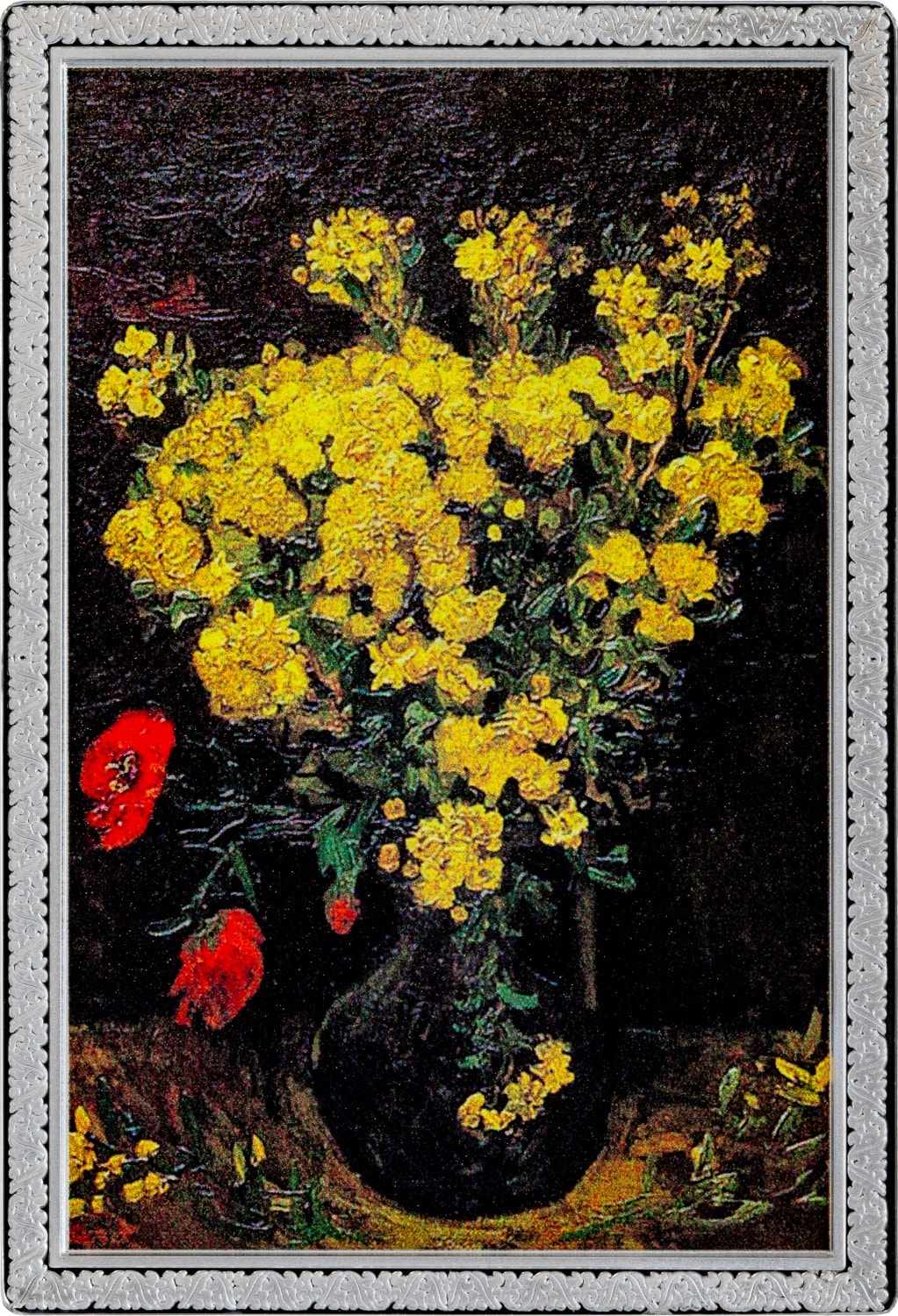 Ghana - 2026 - 5 Cedis - Poppy Flowers by Van Gogh (Catch Me If You Canvas Stolen Art series) 1oz silver