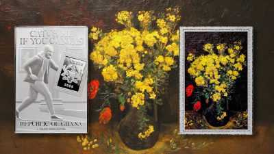 Ghana - 2026 - 5 Cedis - Poppy Flowers by Van Gogh (Catch Me If You Canvas Stolen Art series) 1oz silver