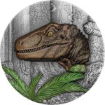Liberia - 2025 - 20 Dollars - Velociraptor (Jurassic Life series) 2oz silver UHR Antiqued