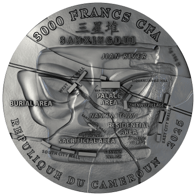 Cameroon - 2025 - 3000 Francs - Mask of the Ancient Shu Kingdom 3oz silver coin