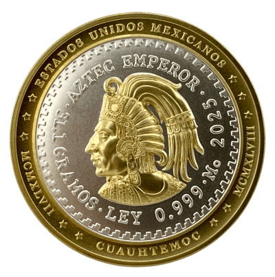 Niue - 2025 - 2 Dollars - Aztec Emperor Gold Gilded 1oz Silver