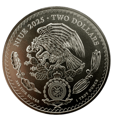 Niue - 2025 - 2 Dollars - Aztec Emperor Gold Gilded 1oz Silver