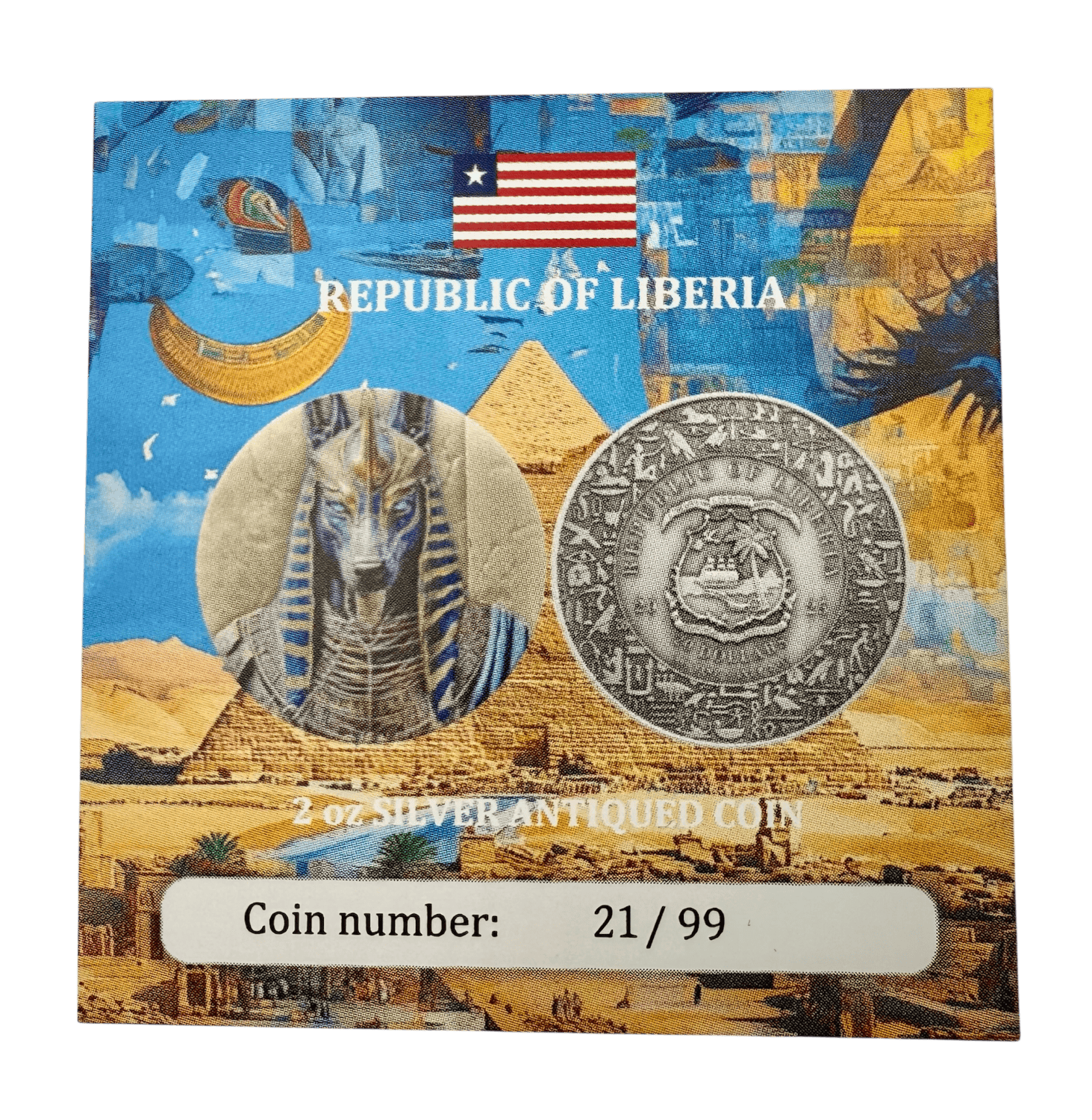 Liberia - 2025 - 20 Dollars - Anubis Egyptian Heritage 2oz silver UHR - Image 2