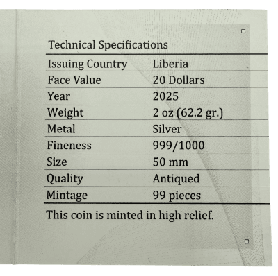 Liberia - 2025 - 20 Dollars - Anubis Egyptian Heritage 2oz silver UHR - Image 10