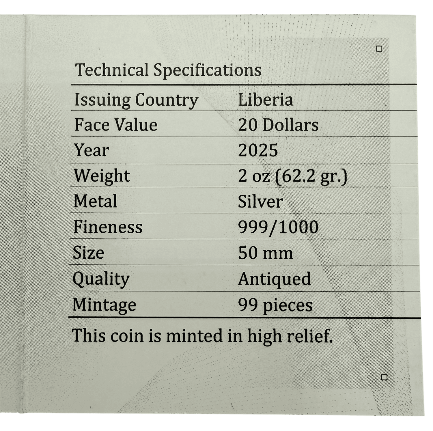 Liberia - 2025 - 20 Dollars - Anubis Egyptian Heritage 2oz silver UHR - Image 10