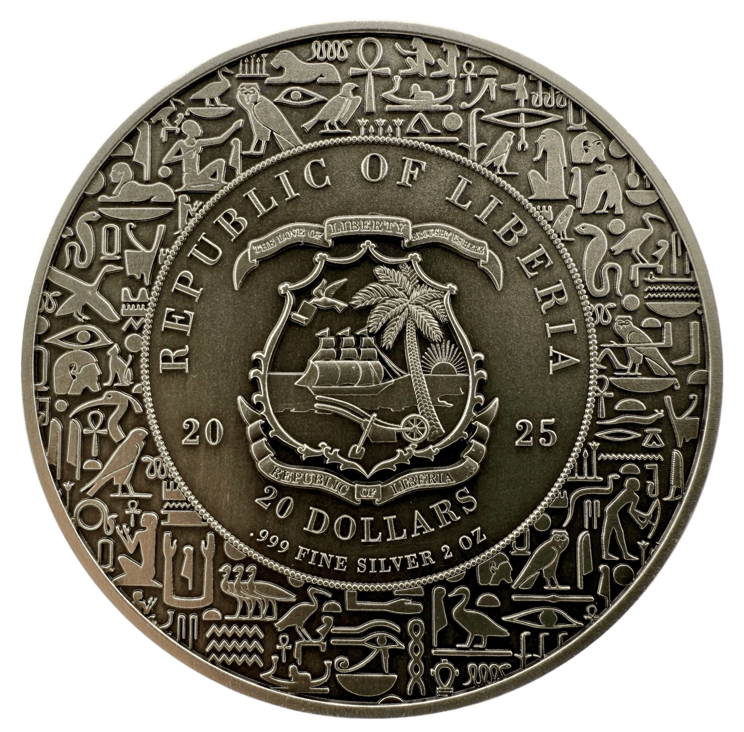 This remarkable 2 oz Egyptian Heritage Anubis silver coin pays tribute to one of the most iconic deities of ancient Egypt: Anubis, the jackal-headed guardian of the dead and protector of souls on their journey to the afterlife. Struck in .999 silver, crafted in ultra high relief, and finished in a refined antique patina, the coin captures the solemn power and mystique of the ancient world. The reverse presents Anubis in commanding detail—regal posture, divine headdress, and solemn gaze—evoking centuries of mythology surrounding mummification, judgment, and spiritual passage. Surrounding him is a rich tapestry of hieroglyphs, sacred emblems, and ornamental motifs that echo Egypt’s artistic and religious heritage. The obverse continues this visual narrative with a composition of traditional symbols and architectural elements that reflect the cultural legacy of the Nile civilization, alongside the national arms, face value, and year of issue. Issued by Liberia as 20 Dollars legal tender, the coin measures 50 mm and is strictly limited to only 99 pieces, emphasizing rarity and collectability. Each coin is housed in an elegant display box with a certificate of authenticity, making it a premium collectible for admirers of ancient civilizations and high-relief numismatic art.