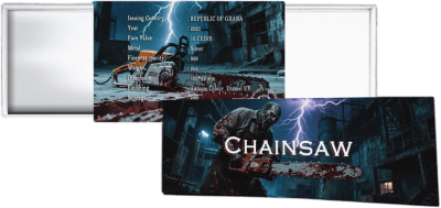 Ghana - 2025 - 10 Cedis - Bloody Chainsaw Shaped 2oz silver