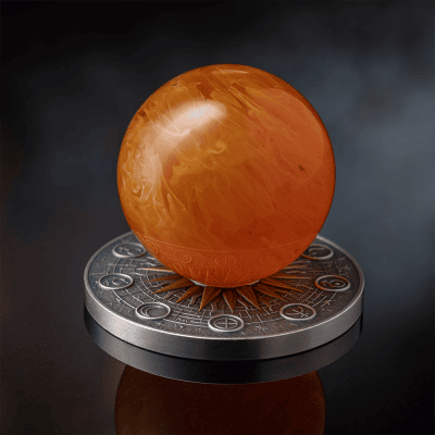 Ghana - 2025 - 10 Cedis - SUN Solar System with Natural Amber Sphere