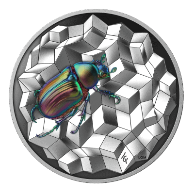 Liberia - 2025 - 20 Dollars - Scarabeo Entoma (1oz silver) PROOF COLOR - Image 2