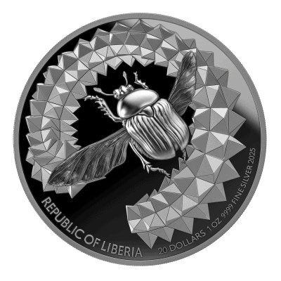 Liberia - 2025 - 20 Dollars - Scarabeo Entoma (1oz silver) PROOF - Image 2