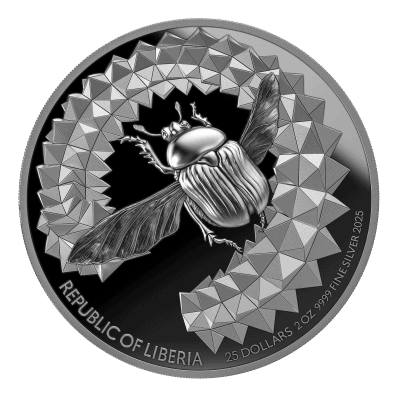 Liberia - 2025 - 25 Dollars - Scarabeo Entoma (2oz silver) PROOF COLOR - Image 2