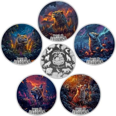 Liberia - 2026 - 5x 10 Dollars - African Lion, Wolf, Fox, Lynx, Sumatran Tiger (Wild Essence series)