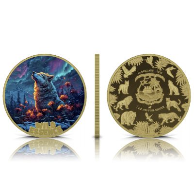 Liberia - 2026 - 5x 10 Dollars - African Lion, Wolf, Fox, Lynx, Sumatran Tiger (Wild Essence series) 5x 1oz silver GILDED