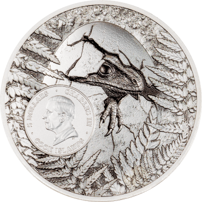 Cook Islands - 2026 - 5 Dollars - Carcharodontosaurus (Jurassic Relics series) 1oz silver