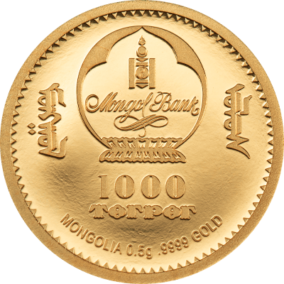 Mongolia - 2026 - 1000 Togrog - Chinggis Khaan 0.5gr small gold