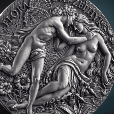 Cameroon - 2026 - 2000 Francs – Flora & Zephyr (celestial beauty series) 2oz silver