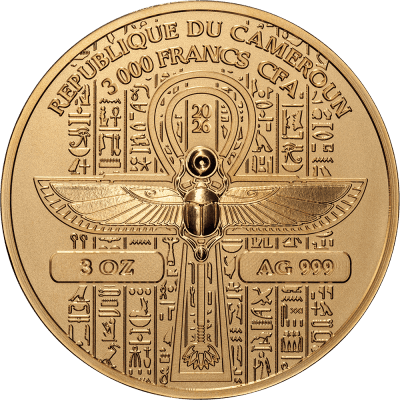 Cameroon - 2026 - 3000 Francs – Throne of Tutankhamun (gold grandeur series) 3oz silver