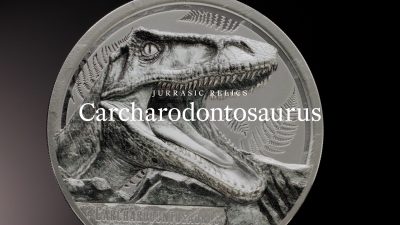 Cook Islands - 2026 - 5 Dollars - Carcharodontosaurus (Jurassic Relics series) 1oz silver