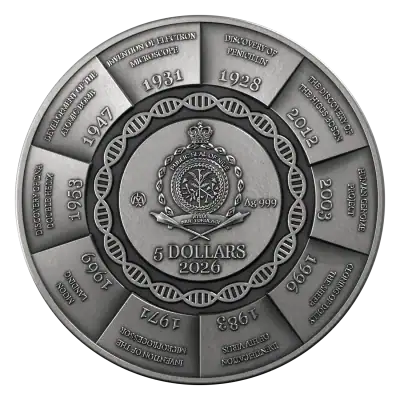 Niue - 2026 - 5 Dollars - 100 Years of Science 2oz silver