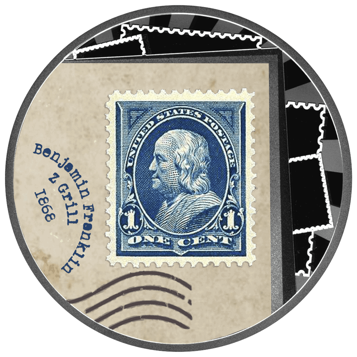 Cameroon - 2025 - 500 Francs - Benjamin Franklin “Z-GRILL” (The World’s Most Valuable Stamps series)