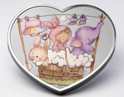 Cameroon - 2026 - 1000 Francs - Baby Girl New Born (Heart Shaped Gift series) 1oz silver with crystal