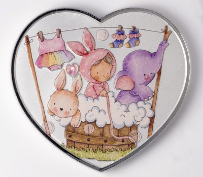 Cameroon - 2026 - 1000 Francs - Baby Girl New Born (Heart Shaped Gift series) 1oz silver with crystal