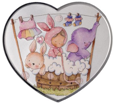 Cameroon - 2026 - 1000 Francs - Baby Girl New Born (Heart Shaped Gift series) 1oz silver with crystal