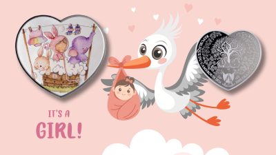 Cameroon - 2026 - 1000 Francs - Baby Girl New Born (Heart Shaped Gift series) 1oz silver with crystal - Image 9