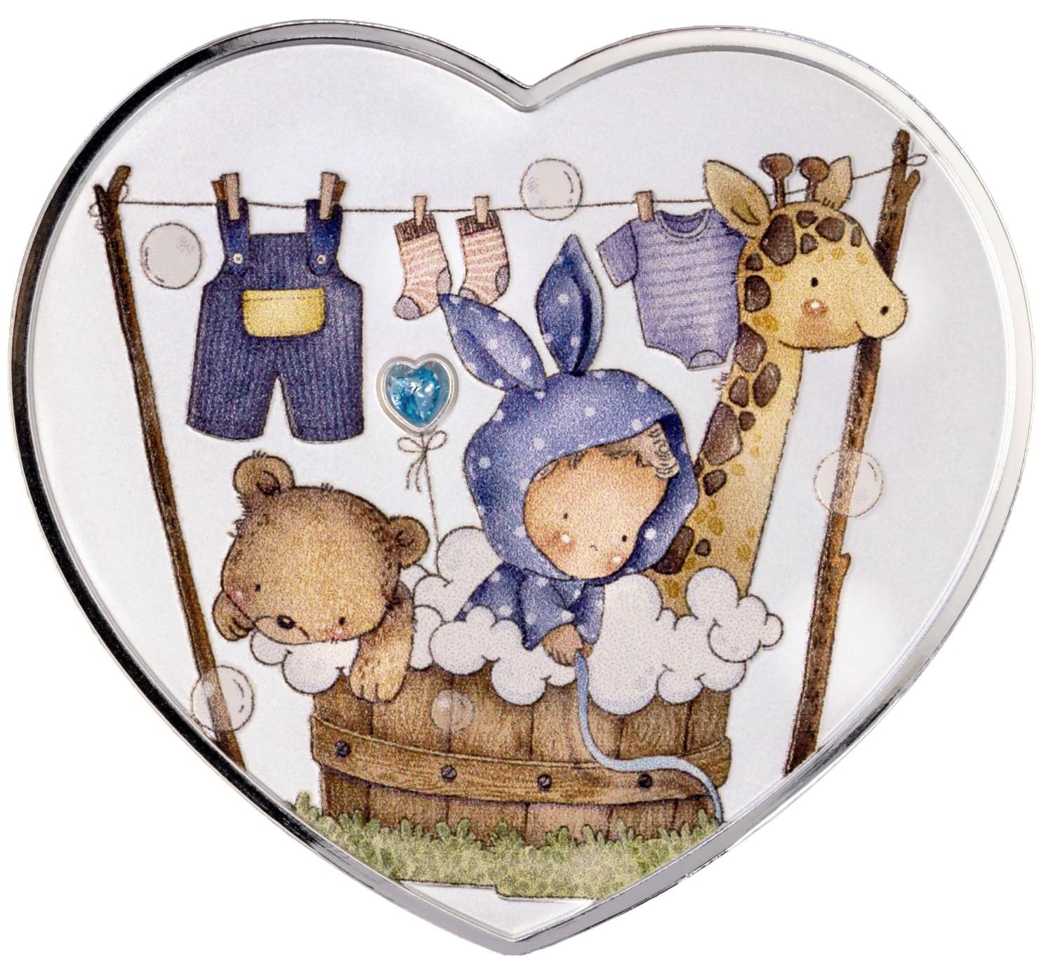 Cameroon - 2026 - 1000 Francs - Baby Boy New Born (Heart Shaped Gift series) 1oz silver with crystal