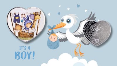 Cameroon - 2026 - 1000 Francs - Baby Boy New Born (Heart Shaped Gift series) 1oz silver with crystal