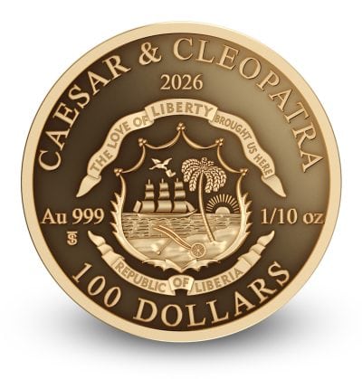Liberia - 2026 - 100 Dollars - Caesar & Cleopatra (Power of Love series) 1/10oz gold