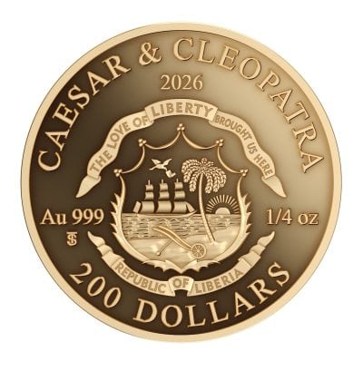 Liberia - 2026 - 200 Dollars - Caesar & Cleopatra (Power of Love series) 1/4oz gold