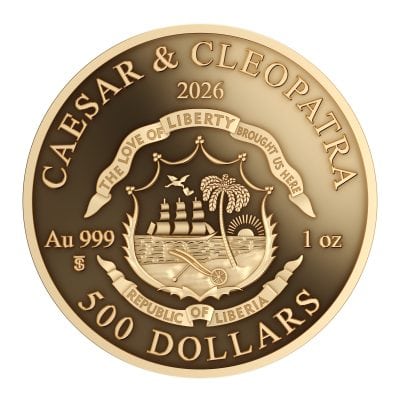 Liberia - 2026 - 500 Dollars - Caesar & Cleopatra (Power of Love series) 1 oz gold