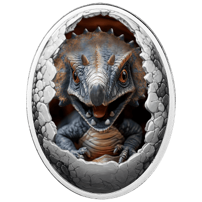 Cameroon - 2025 - 500 Francs - Triceratops (Dinosauria series) 16.8g Silver