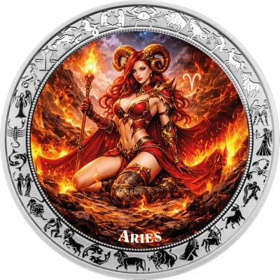 Ghana - 2026 - 5 Cedis - Aries Goddesses Zodiac (Zodiac series) 1oz silver