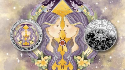 Ghana - 2026 - 5 Cedis - Gemini Aquarelle Zodiac (Zodiac series) 1oz silver