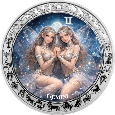 Ghana - 2026 - 5 Cedis - Gemini Goddesses Zodiac (Zodiac series) 1oz silver
