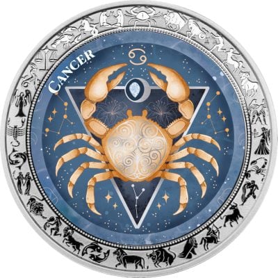 Ghana - 2026 - 5 Cedis - Cancer Aquarelle Zodiac (Zodiac series) 1oz silver