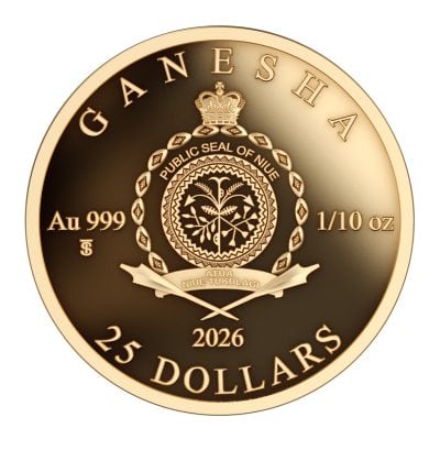 Niue - 2026 - 25 Dollars - Ganesha (Hindu Pantheon Series) 1/10oz gold