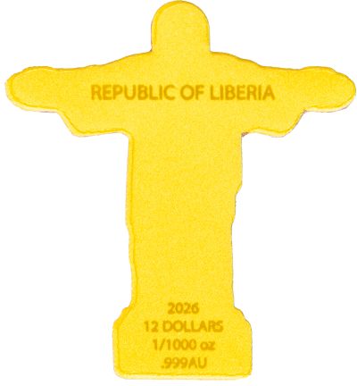 Liberia - 2026 - 12 Dollars - Christ the Redeemer 1/1000 oz gold