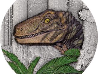 Liberia - 2026 - 10 Dollars - Velociraptor (Jurassic Life series) 1oz silver UHR Antiqued