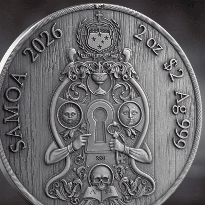 Samoa - 2026 - 2 Dollars – Knights Templar (Secret Societies series) 2oz silver