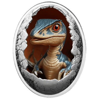 Cameroon - 2025 - 500 Francs - Velociraptor (Dinosauria series) 16.8g Silver