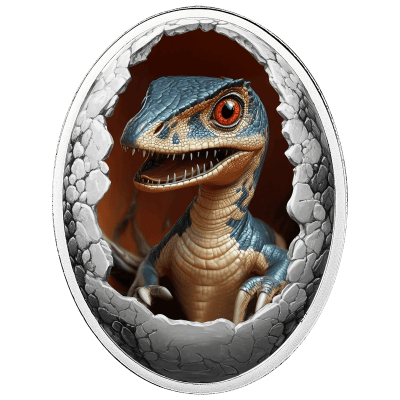 Cameroon - 2025 - 500 Francs - Velociraptor (Dinosauria series) 16.8g Silver