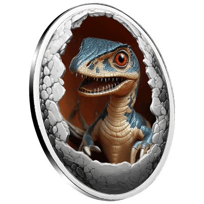 Cameroon - 2025 - 500 Francs - Velociraptor (Dinosauria series) 16.8g Silver