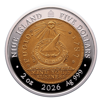 Niue - 2026 - 5 Dollars - 1787 Fugio Cent (Greatest United States coins series) 2oz silver