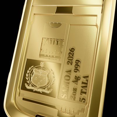 Samoa - 2026 - 5 Tala - QWERTY Phone 2oz silver GILDED