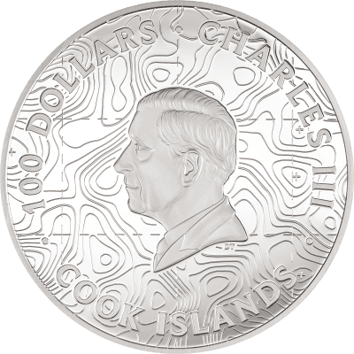 Cook Islands - 2026 - 100 Dollars - Yellowstone Topography KILO silver edition