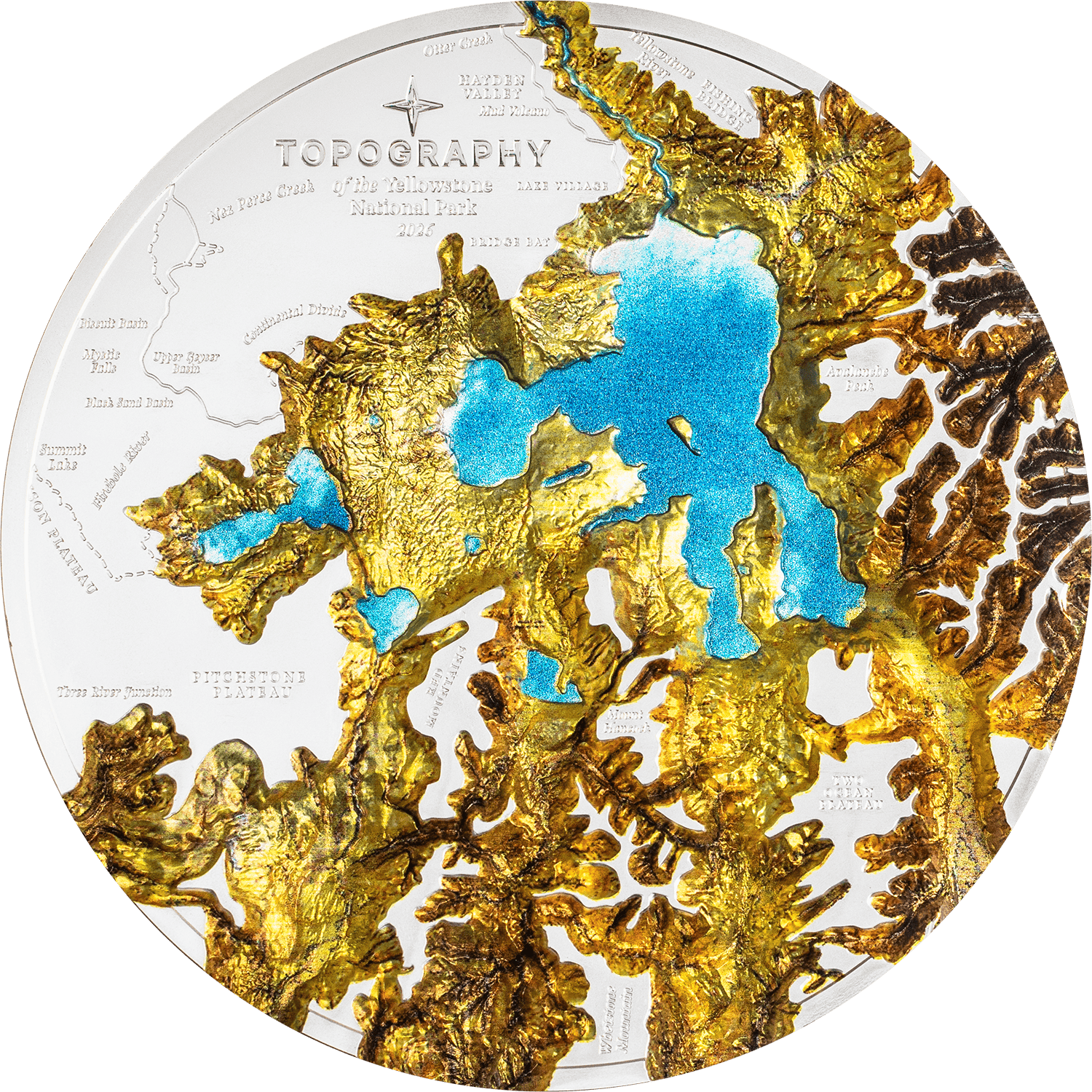 Cook Islands - 2026 - 100 Dollars - Yellowstone Topography KILO silver edition